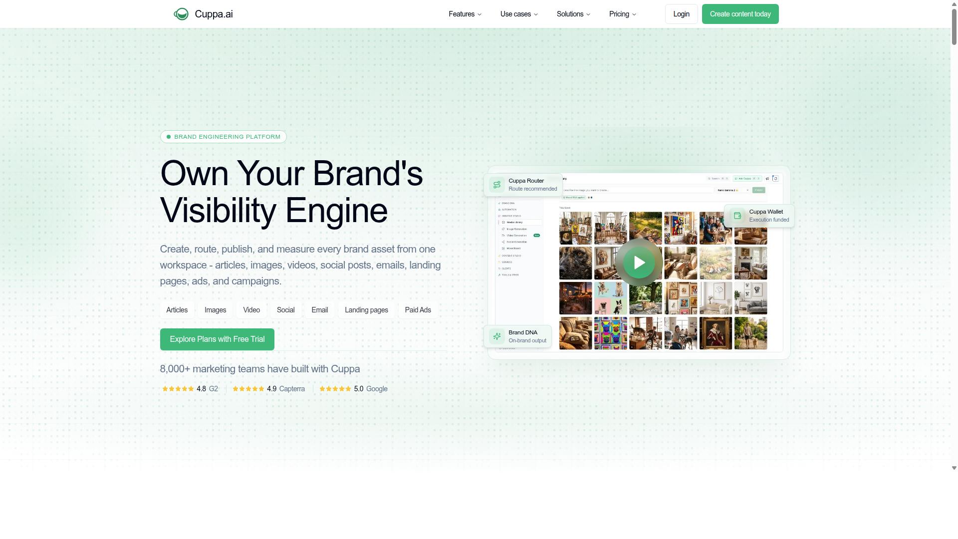 Cuppa AI website